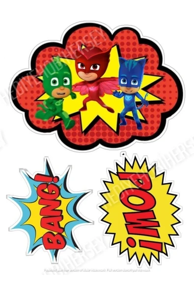 hediyehobihersey Yeni Pj Masks Resimli Yenilebilir Pasta Üstü Şeker Kağıdı Baskısı, Yenilebilir Baskı ürün görseli 1