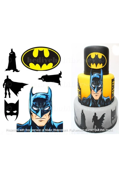 hediyehobihersey Batman Yenilebilir Gıda Baskısı, Yenilebilir Pasta Süsü, Kurabiye Şekerli Kağıt ürün görseli 1