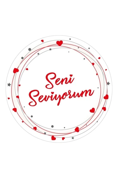 hediyehobihersey Seni Seviyorum Yazılı Yenilebilir Resimli Pasta Üstü Yenilebilir Şekerli Kağıt Baskısı ürün görseli 1