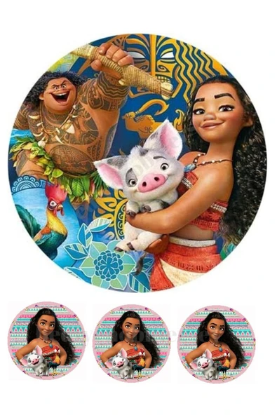 hediyehobihersey Moana Yenilebilir Kağıt Pasta Resmi Kurabiye Baskısı Pirinç Kağıdı Pasta Kurabiye Baskısı ürün görseli 1