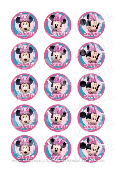 hediyehobihersey Minnie Kurabiye Baskısı, Yenilebilir Gıda Baskısı, Yenilebilir Pasta Süsü, Kurabiye Şekerli Kağıt ürün görseli 1