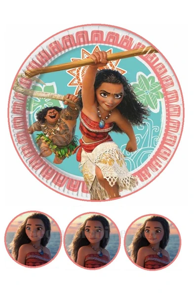 hediyehobihersey Moana Yenilebilir Kağıt Pasta Resmi Kurabiye Baskısı Pirinç Kağıdı Pasta Kurabiye Baskısı ürün görseli 1