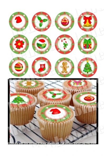 hediyehobihersey Noel Kurabiye Baskısı,yenilebilir Gıda Baskısı, Yenilebilir Pasta Süsü, Kurabiye Şekerli Kağıt ürün görseli 1