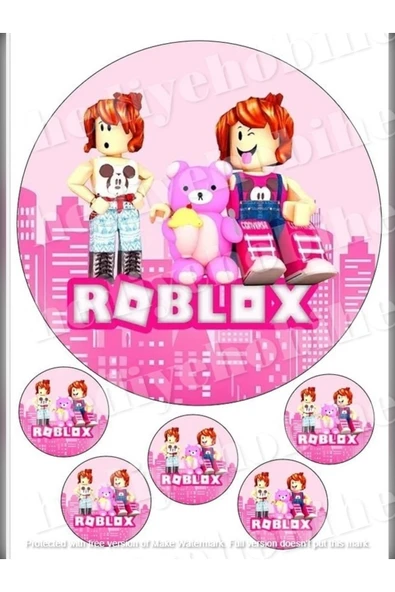 hediyehobihersey Pembe Roblox Yenilebilir Gıda Baskısı, Yenilebilir Pasta Süsü, Kurabiye Şekerli Kağıt ürün görseli 1