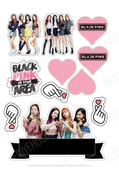 hediyehobihersey Black Pink Resimli Yenilebilir Pasta Üstü Şeker Kağıdı Baskısı, Yenilebilir Baskı ürün görseli 1