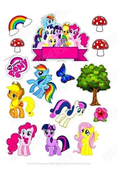 hediyehobihersey Pony Resimli Yenilebilir Pasta Üstü Şeker Kağıdı Baskısı, Yenilebilir Baskı ürün görseli 1