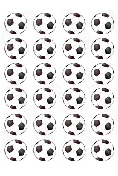 hediyehobihersey Futbol Topu Resimli Yenilebilir Pasta Üstü Şeker Kağıdı Baskısı, Yenilebilir Baskı ürün görseli 1