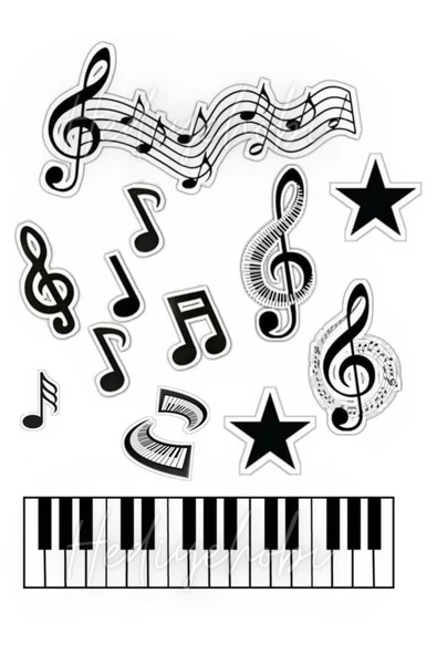 hediyehobihersey Notalar Müzik Resimli Yenilebilir Pasta Üstü Şeker Kağıdı Baskısı, Yenilebilir Baskı ürün görseli 1