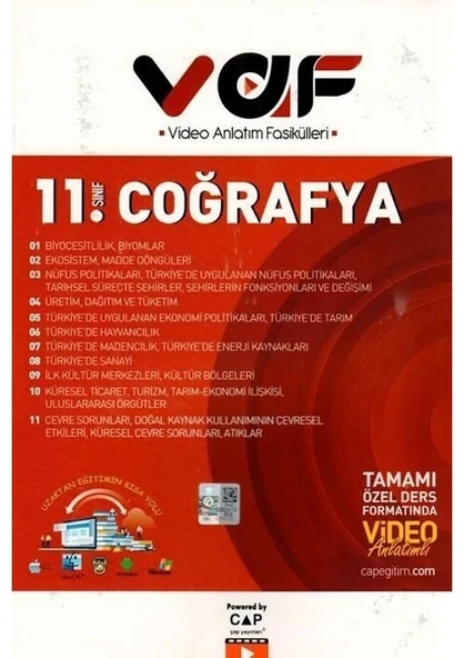 Vaf Yayınları 11. Sınıf Coğrafya Video Anlatım Fasikülleri ürün görseli 1