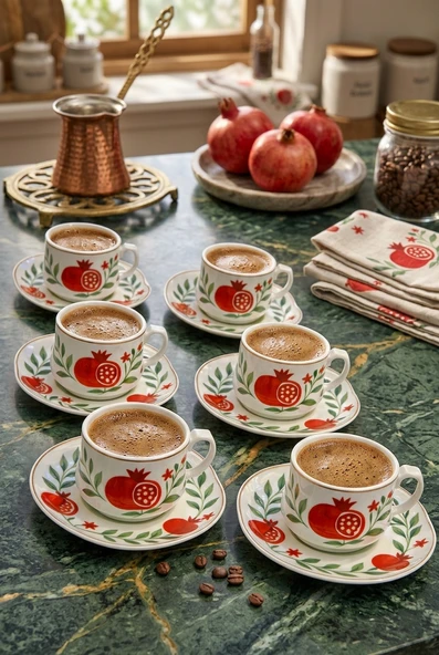 Acar Nar Desenli 6 Kişilik Kahve Fincanı Takımı 90 ml 09502 ürün görseli 1