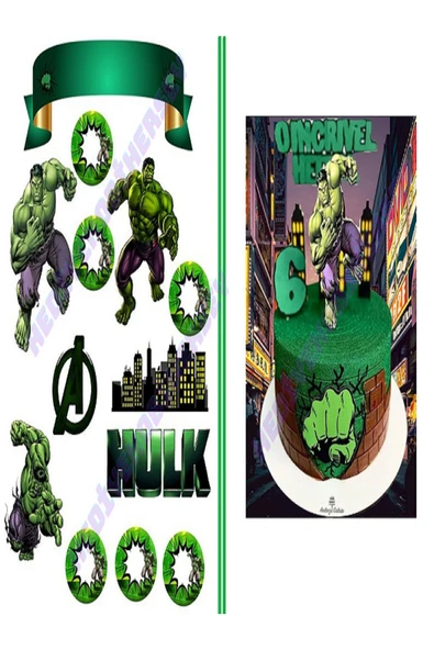 hediyehobihersey Hulk Yenilebilir Baskı, Pasta Ve Kurabiye Baskısı, Yenilebilir Kağıt, Hulk Yenilebilir Pasta Baskı ürün görseli 1