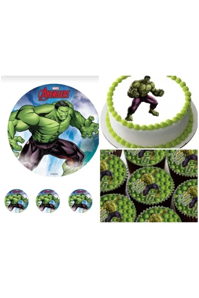hediyehobihersey Hulk Yenilebilir Resimli Pasta Şeker Kağıt Baskısı, Yenilebilir Baskı ürün görseli 1