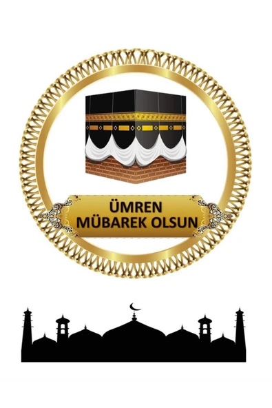 hediyehobihersey Ümre Hac Yenilebilir Resimli Pasta, Pasta Resmi, Şekerli Kağıt Baskısı, Yenilebilir Kağıt ürün görseli 1