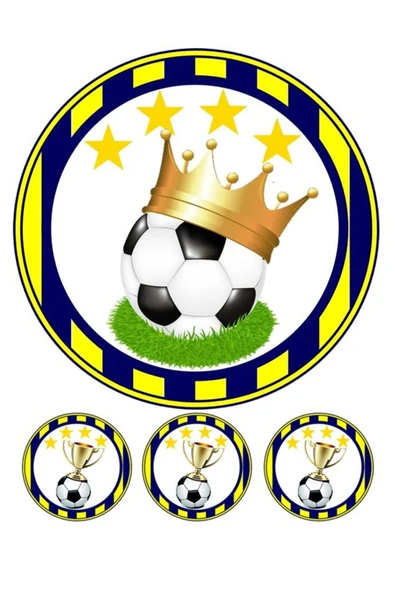 hediyehobihersey Futbol Temalı Şekerli Kağıt Baskı Pasta ve Kurabiye Baskısı ürün görseli 1
