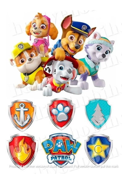hediyehobihersey Paw Patrol Yenilebilir Gıda Baskısı, Yenilebilir Pasta Süsü, Kurabiye Şekerli Kağıt ürün görseli 1
