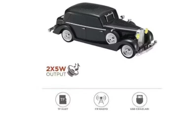 Torima D55 Siyah Retro Araba Tasarımlı Bluetooth Hoparlör - Resim 3