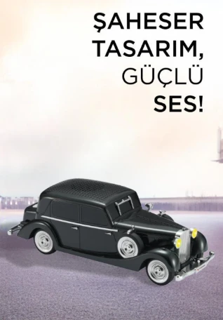 Torima D55 Siyah Retro Araba Tasarımlı Bluetooth Hoparlör - Resim 4