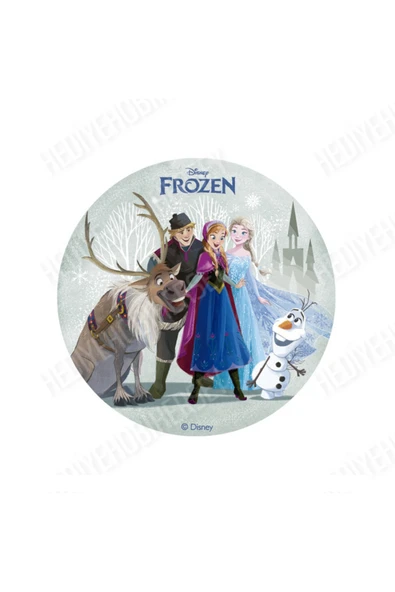 hediyehobihersey Frozen Karlar Ülkesi Resimli Yenilebilir Pasta Üstü Şeker Kağıdı Baskısı, Yenilebilir Baskı ürün görseli 1