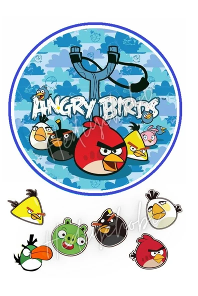 hediyehobihersey Angry Birds Resimli Yenilebilir Pasta Üstü Şeker Kağıdı Baskısı, Yenilebilir Baskı ürün görseli 1