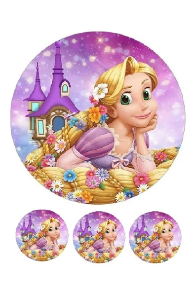 hediyehobihersey Rapunzel Pasta Baskısı, Yenilebilir Kağıt Gıda Baskısı, Resimli Baskı ürün görseli 1