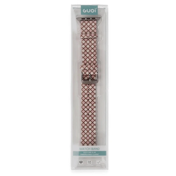 Apple Watch 42mm Karo Motif Kordon - Pembe - Resim 2