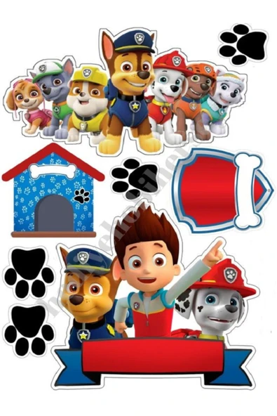 hediyehobihersey Yenilebilir Kağıt Pasta Resmi Kurabiye Baskısı Pirinç Kağıdı Paw Patrol Pasta Kurabiye Baskısı ürün görseli 1