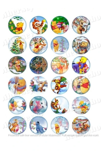 hediyehobihersey Winnie The Pooh Kurabiye Baskısı, Şekerli Kağıt, Yenilebilir Baskı ürün görseli 1
