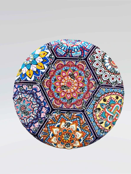 Işıltılı Karışık Desenli Çift Taraflı Yuvarlak Cep Çanta Makyaj El Aynası 7cm çap (KOD:26) ürün görseli 1