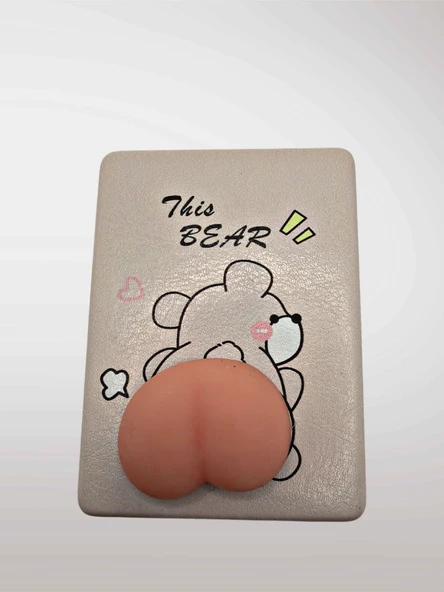 Ayı Figürlü Çift Taraflı Cep Aynası – Normal & Büyüteç – Yumuşak Squishy Silikon Detaylı Komik Ayna (6x8,5 cm) (kod:41) ürün görseli 1