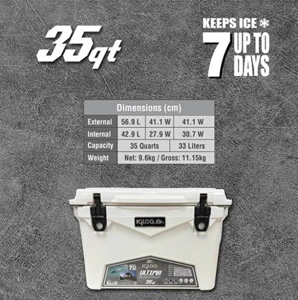 IGLOO Ultima 35 Qt RotoMold Buzluk 33 Litre - Resim 7