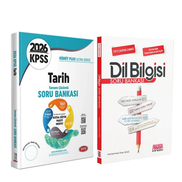 Data Yayınları 2026 KPSS Tarih Hibrit Plus Ultra Serisi ve AKM Dil Bilgisi Soru Bankası Seti 2 Kitap ürün görseli 1