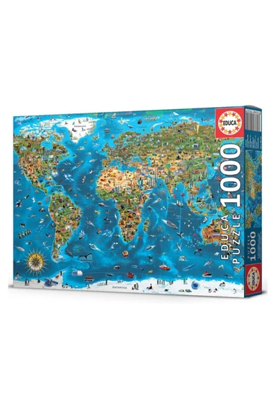 Educa 1000 Parça Dünya Harikaları Harita Puzzle ürün görseli 1