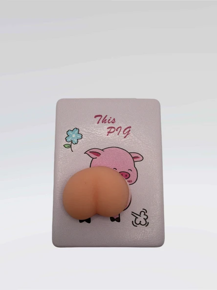 Domuz Figürlü Çift Taraflı Cep Aynası – Normal & Büyüteç – Yumuşak Squishy Silikon Detaylı Komik Ayna (6x8,5 cm) (kod:40) ürün görseli 1