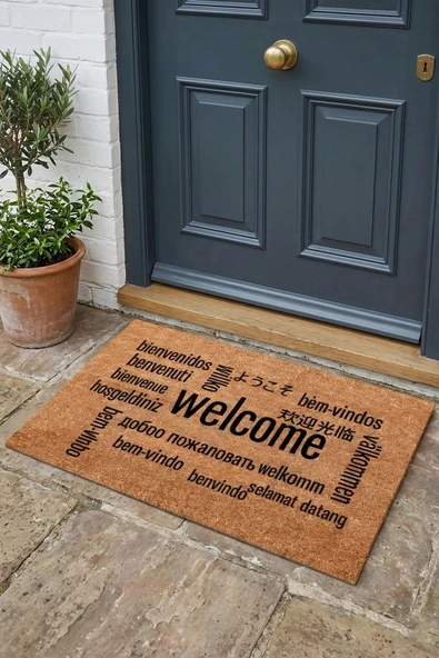 Valerine Life Farklı Dillerde Hoşgeldiniz Yazılı işyeri Ev Ofis Kapı Önü Dış Paspası 45x70cm ürün görseli 1