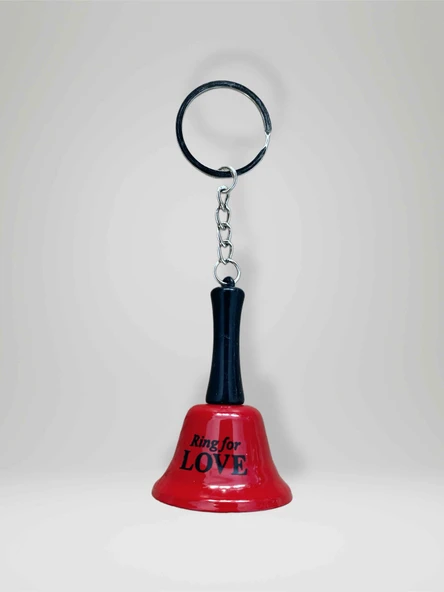 Mini Kırmızı Metal Çan Anahtarlık RİNG FOR LOVE Yazılı Komik Eğlenceli Hediyelik çan: 4cm x 6cm (kod:115) ürün görseli 1