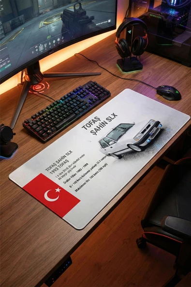 SonicTouch Kişiye isme Tofaş Şahin Doğan Araca Özel Fotoğraflı XXL Dikişsiz Gamer Arabalı Klavye Mousepad 40x90cm ürün görseli 1
