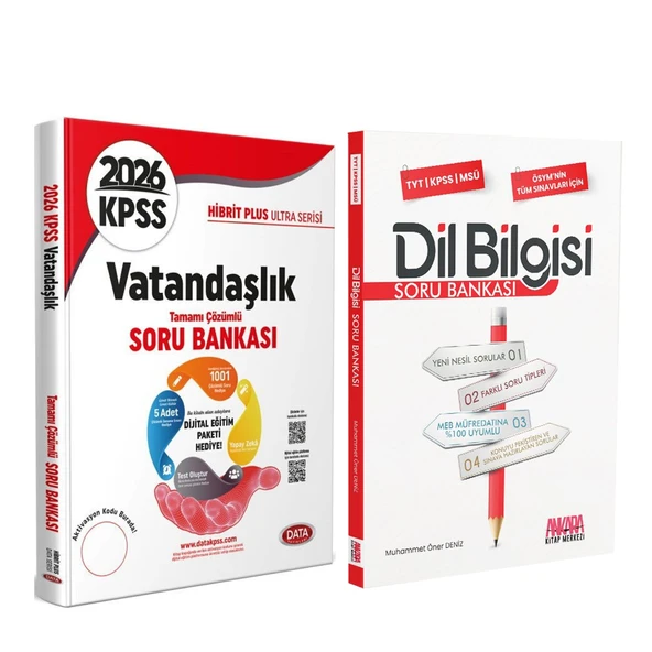 Data 2026 KPSS Vatandaşlık Hibrit Plus Ultra Serisi ve AKM Dil Bilgisi Soru Bankası Seti 2 Kitap ürün görseli 1