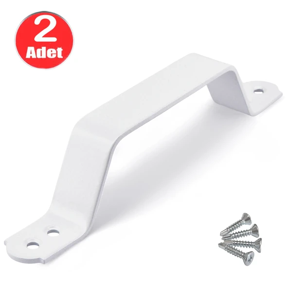 Sürme Kapı Çekme Kulbu Beyaz 17cm Metal El Tutamağı Tutma Kolu Tutunma Barı Kulp -2 Adet ürün görseli 1