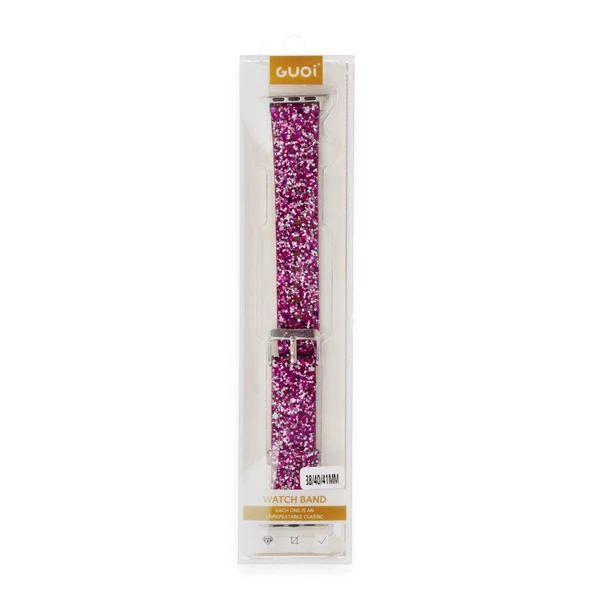 Apple Watch 38mm Ry Taşlı Kordon - Derin Mor - Resim 2