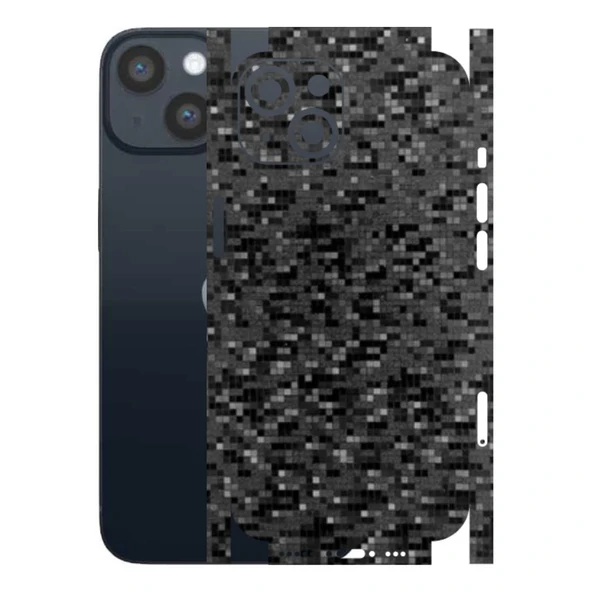 Iphone 14 ile Uyumlu 360 Arka Kaplama   Pixel Desenli Siyah ürün görseli 1