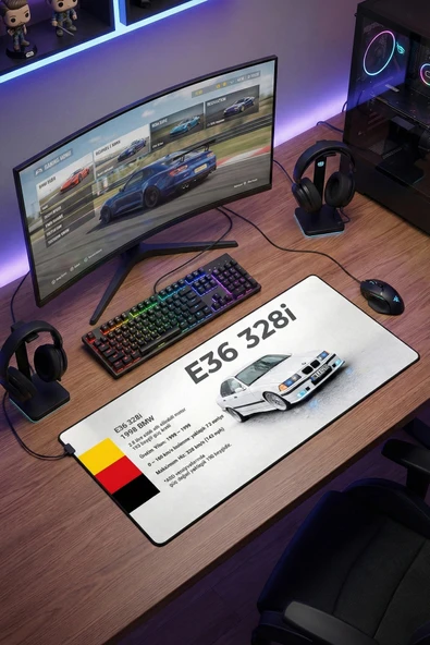 SonicTouch Kişiye isme Araca Özel Fotoğraflı XXL Dikişsiz Gamer Arabalı Klavye Mousepad 40x90cm ürün görseli 1