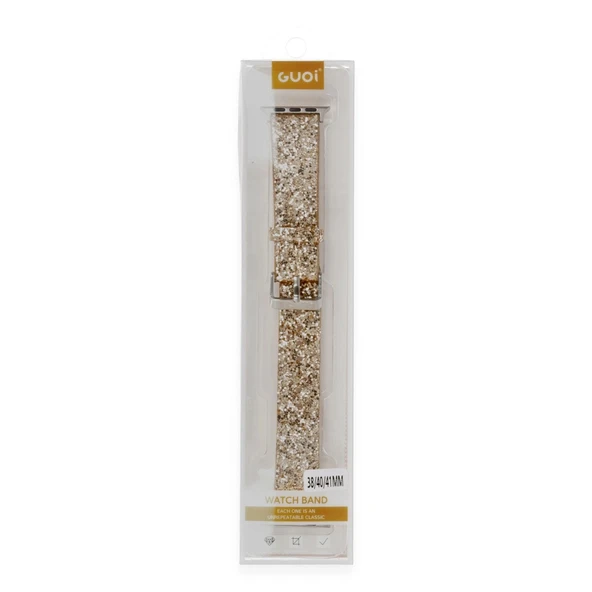 Apple Watch 42mm Ry Taşlı Kordon - Gold - Resim 2