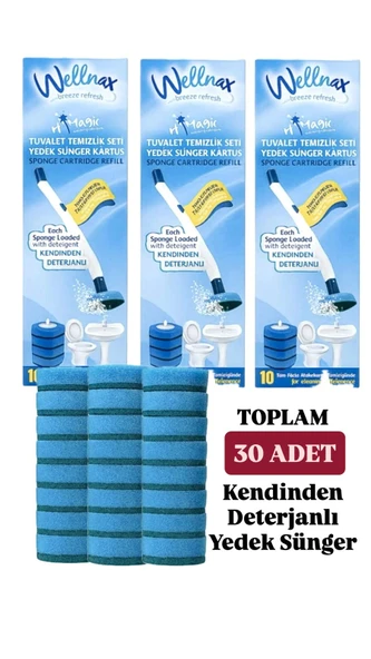 Kendinden Deterjanlı Tuvalet Fırçası Yedek Süngeri 30’lu ürün görseli 1