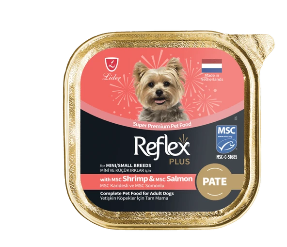 Reflex Plus Pate Karidesli ve Somonlu Mini-Küçük Irk Köpek Yaş Maması 85 Gr ürün görseli 1