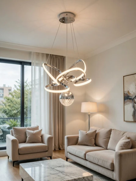 DMR 1 Toplu TAÇLI Sarkıt Led Avize KROM Kasa Üç Renk 6500k/4000k/3000k (Beyaz /Ilık Beyaz/Sarı (Günışığı)) ürün görseli 1