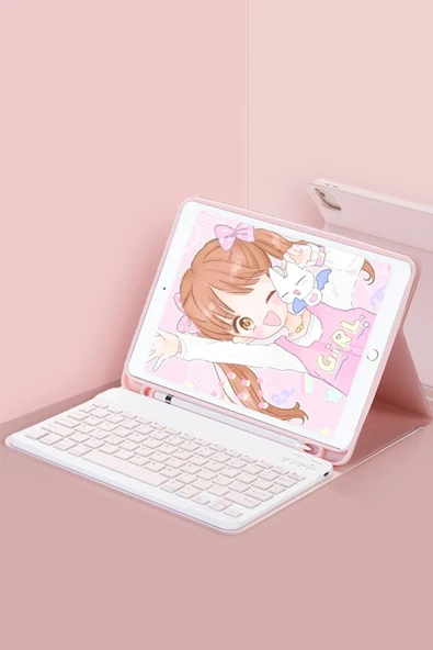 Mey İthalat®   iPad Pro 11 (2024) Kılıf KC01 Smart Klavyeli Tablet Kılıfı - Pembe ürün görseli 1