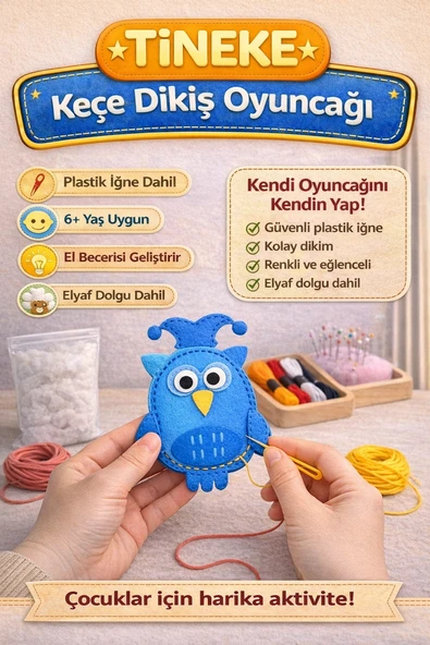 TİNEKE 1 Adet 3 Yaş Çocuklar Için Eğitici Oyuncak Kendin Yap Montessori Keçe Dikiş El Sanatları Seti BAYKUŞ ürün görseli 1