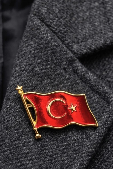 Işıltılı Türk Bayrağı Yaka İğnesi ürün görseli 1