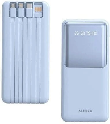 Sunix 12000 Mah Dijital Göstergeli Dahili Çoklu Kablolu Taşınabilir Powerbank Mavi PB-49 ürün görseli 1