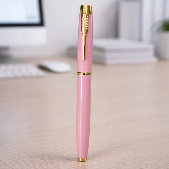 Premium Pembe Metal Roller Kalem ürün görseli 1